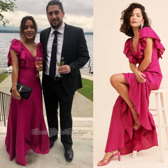 RARE NWT ANTHROPOLOGIE HUTCH Ruffled Shimmer Maxi Dress. Size 12/L - Picture 12 of 16